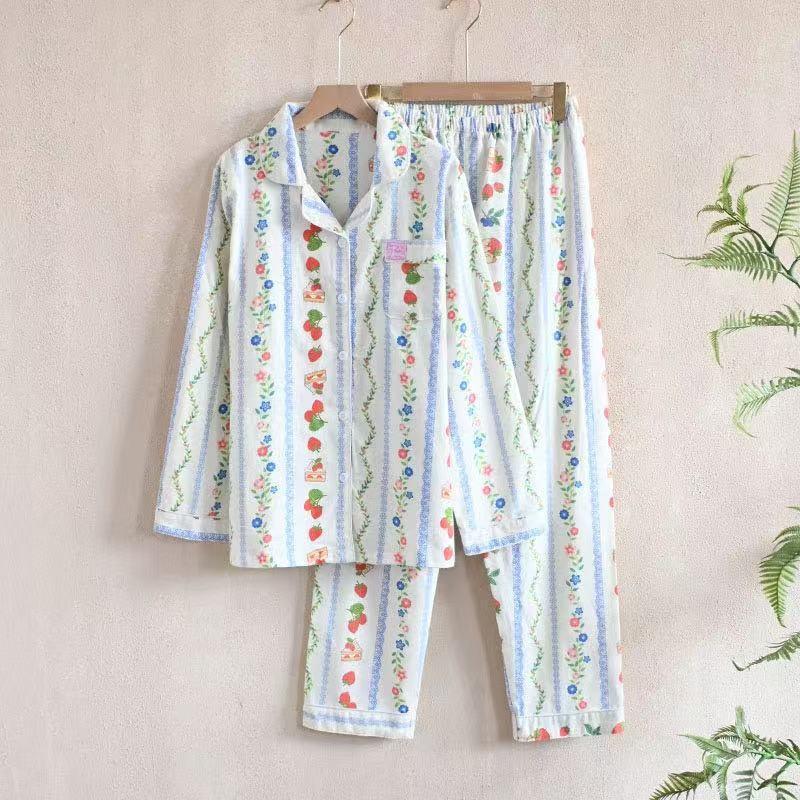 Womens Soft Brushed Cotton Pajama Set Long Sleeve Square Neck Lounge Wear Comfortable Breathable Home Outfit