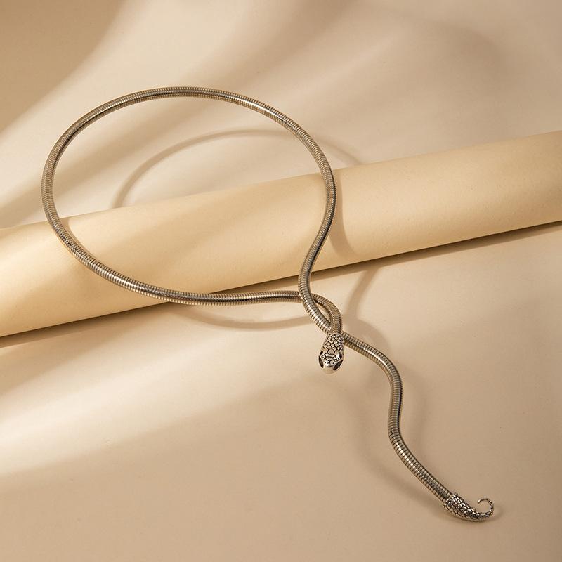 Exaggerated Personality Winding Snake Collar Necklace Bracelet Personality Three-dimensional Snake Cold Wind Metal Jewelry