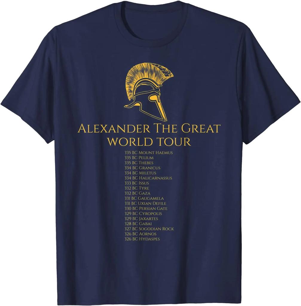 Classical Greek History Alexander The Great World Tour TShirt Short Sleeve Casual Cotton ONeck Summer Tees