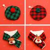 Winter Pet Scarf with 3D Antlers Matching Hat Polyester Xmas Cat Small Dog Plaid Scarf & Hat Warmer Christmas Pet Costume Set