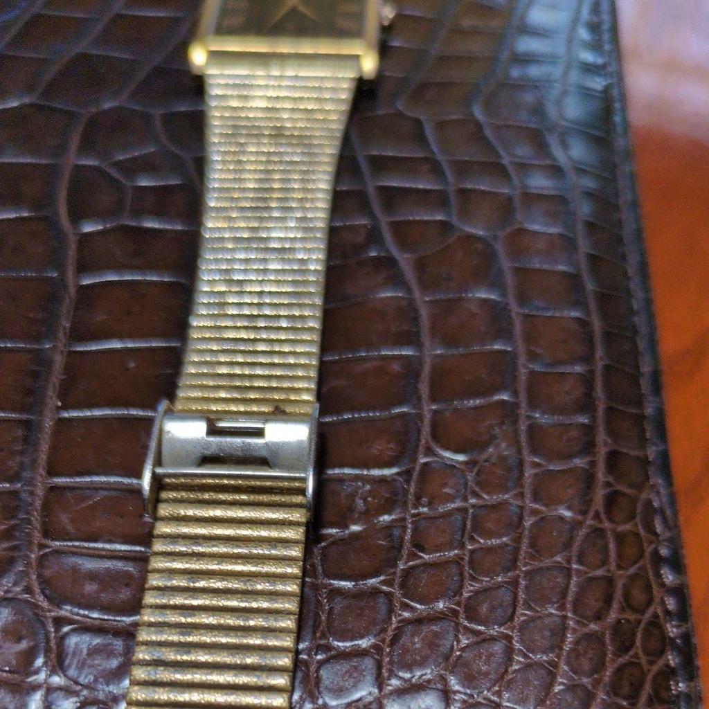 Used CITIZEN Quartz Men's Watch Square Gold Black Dial