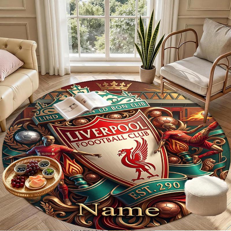 Benutzerdefinierter Name Personalisierter LFC Druck Runder Teppich, Vielseitiger Heimdekorations Teppich, für Spielzimmer, Wohnung, Balkon, Eingangsbereich, Flur Geschenk