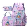 3 Piece School Backpack Set for Students Large Capacity Oxford Cloth Schoolbag with Shoulder Strap and Pencil Case