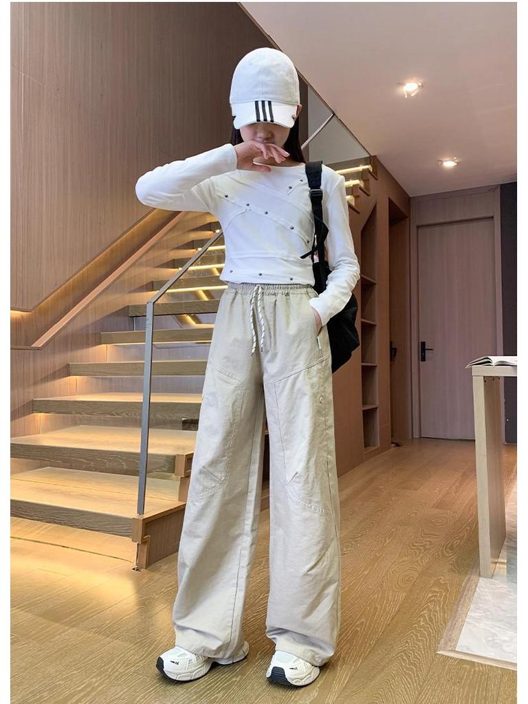 Girls' Korean Style Streetwear Cargo Pants - Spring/Autumn 2025 for Middle School