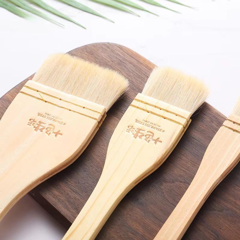 3pcs Good Absorbent Barbecue Oil Brush Wooden Handle Kitchen Brush Sauce Brush  Mooncake
