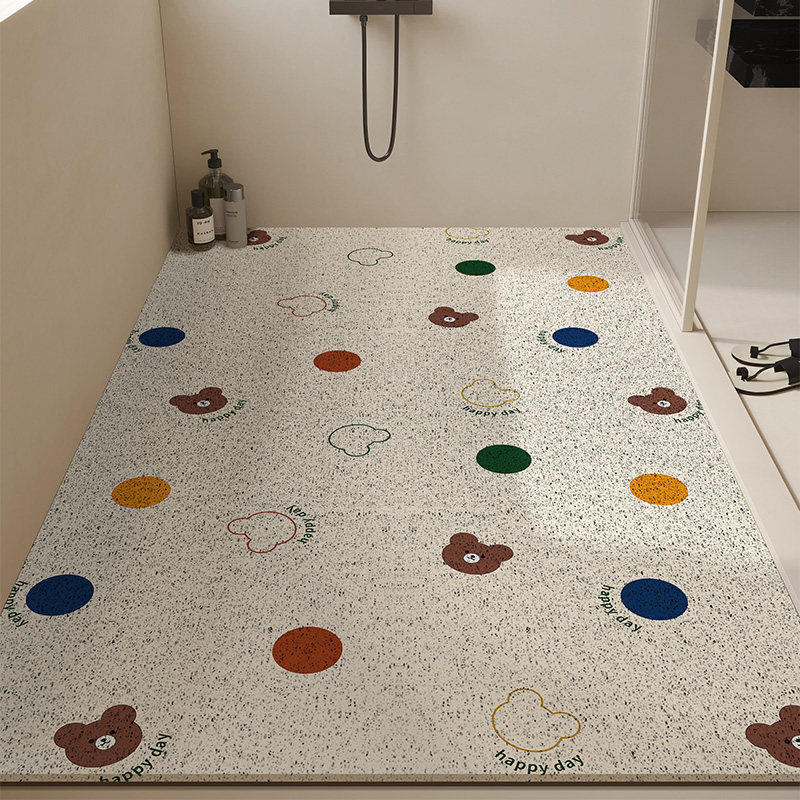 Bathroom Floor Mat Cartoon Wind Silk Ring Non-Slip Mat Shower For The Elderly And Children Bath Floor Mat Anti-Drop Mat Can Be