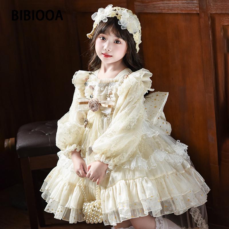 BIBIOOA 2025 Autumn/Winter Long-Sleeve Princess Dress for Girls (Sizes 110-150)