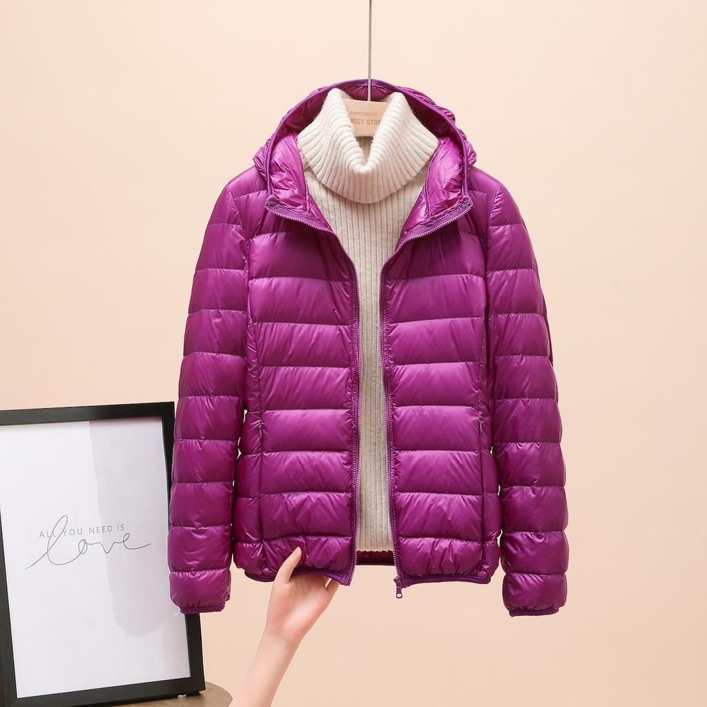 Down jacket women's new short light and thin thickened warm slim white duck down fashion coat