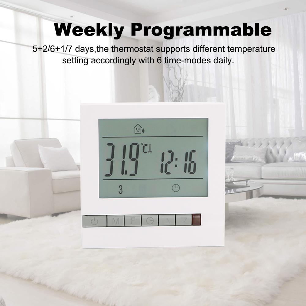 Gas Boiler Heating Thermostat 3A Weekly Programmable Room Temperature Controller Battery Powered Gas Boiler Warm Floor Controller