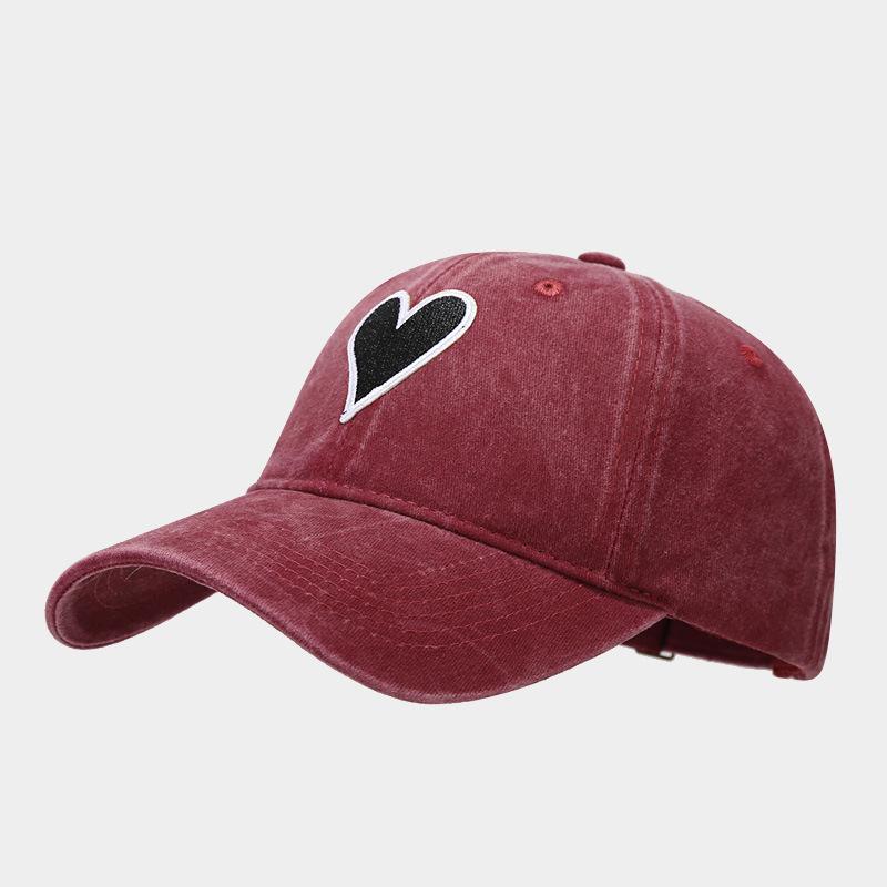 European and American Fashion Love Embroidery Label Baseball Cap Women Wash Old Cap Men Trend Personality Versatile Sun Hat