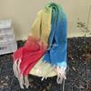 Autumn and winter new casual fashion sense versatile thickened shawl Guochao warm imitation cashmere gradual change contrasting color cape scarf