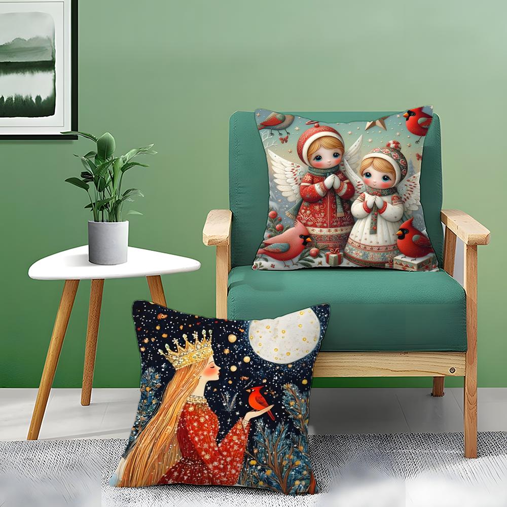 Cute Cartoon Prints For Kids Pillow Case Double-Sided Plush Sofa Cushion Covers Organic Breathable Invisible Zipper