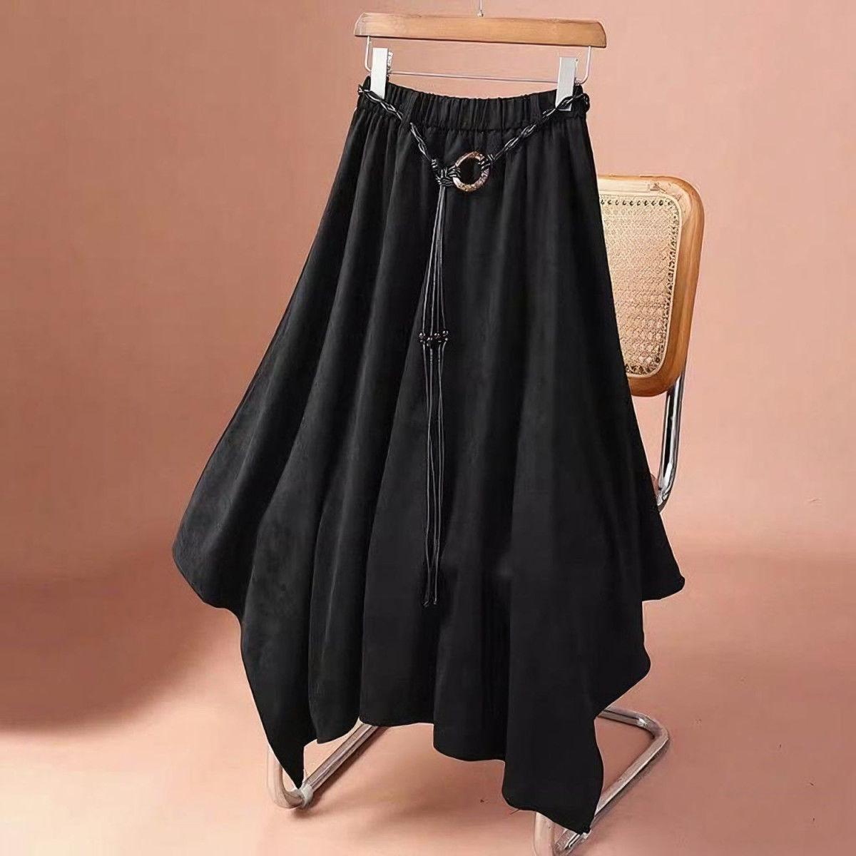 

Maillard Irregular Suede Midi Skirt 2025: New High-Waist Slimming Draped Hem Skirt One Size (Elastic Waist)