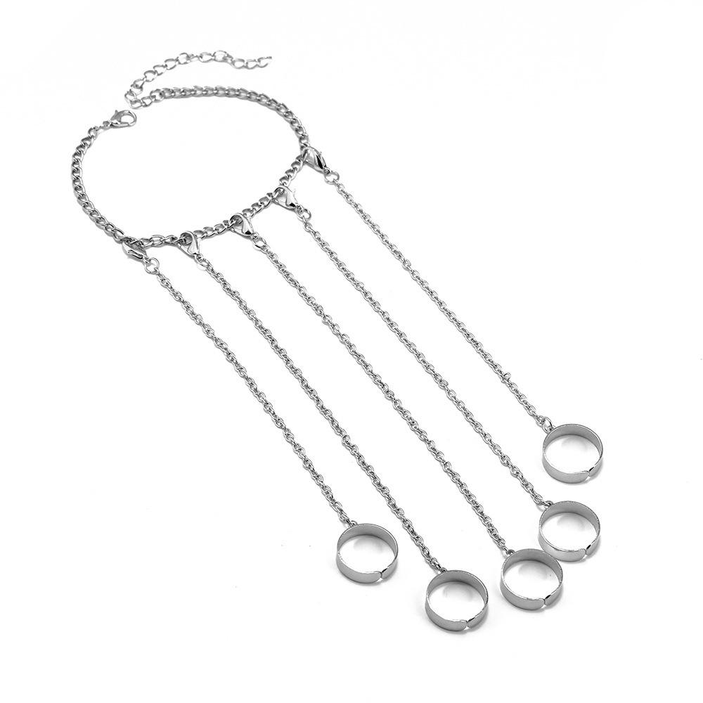 

Трендовое европейское и американское панк-диско кольцо-цепь - креативный открытый цельный дизайн для указательного пальца серебряный