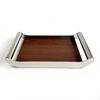 Wood Tray with Metal Handles Wooden Serving Modern Rectangular Platter for