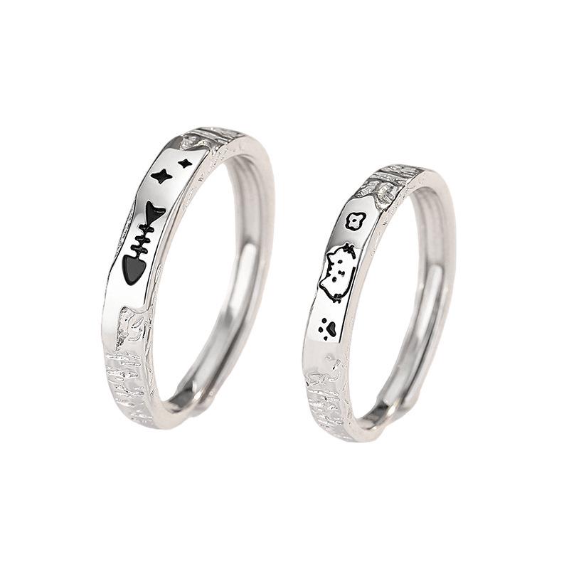 Ferris Wheel Catfish Couple Rings: Women's Non-Fading S925 Sterling Silver, High-End Design