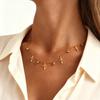 Fashion Cross Zircon Necklace for Women,Gold Color Flat Rolo Chain Stainless Steel Necklaces,Daily Waterproof Jewelry Gift