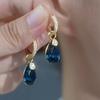 Summer Blue Teardrop Crystal Earrings Elegant Fashion Ear Accessories for Women Stylish Party Jewelry