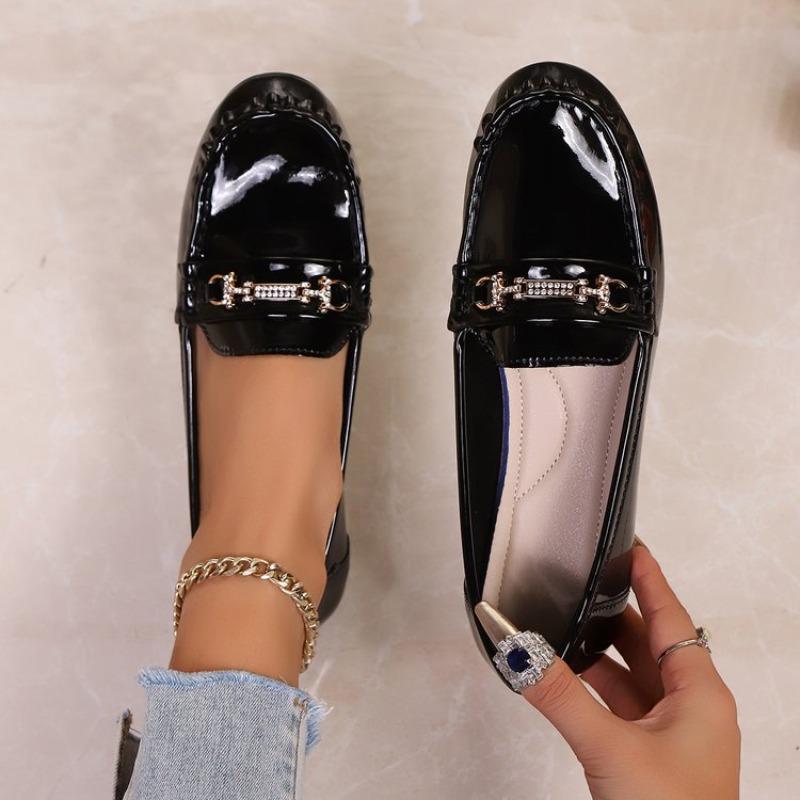 Damskie buty płaskie Modne Okrągły nosek Niski obcas Casual Duży rozmiar Wsuwane Wiosna i Jesień Jednolity kolor Damskie buty płaskie