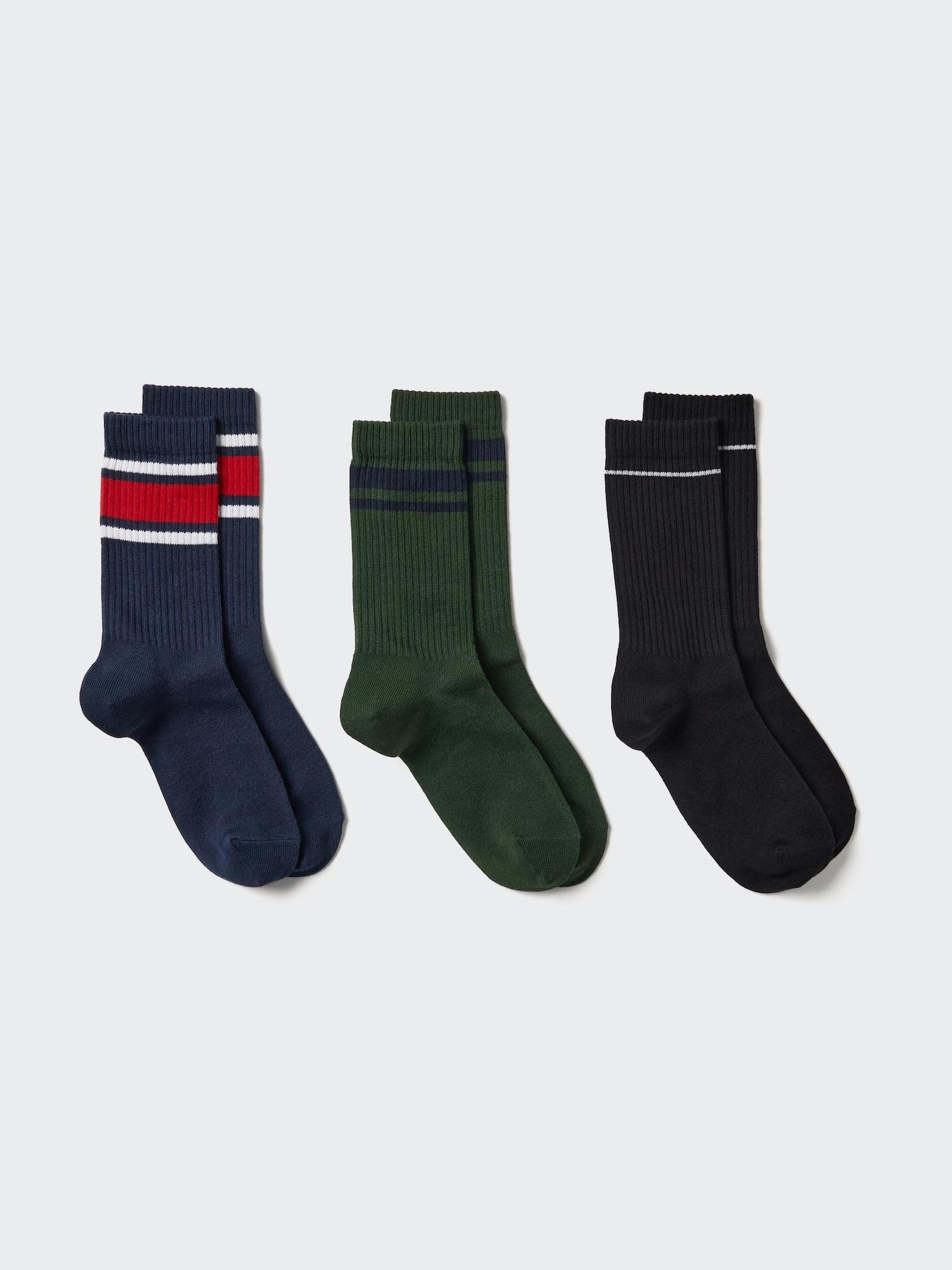Uniqlo Socks 3p Lip Line B 69 NAVY/WOMEN 25cm