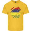 Torn Mauritius Flag Mauritians Day Football Unisexs Light Cotton TShirt