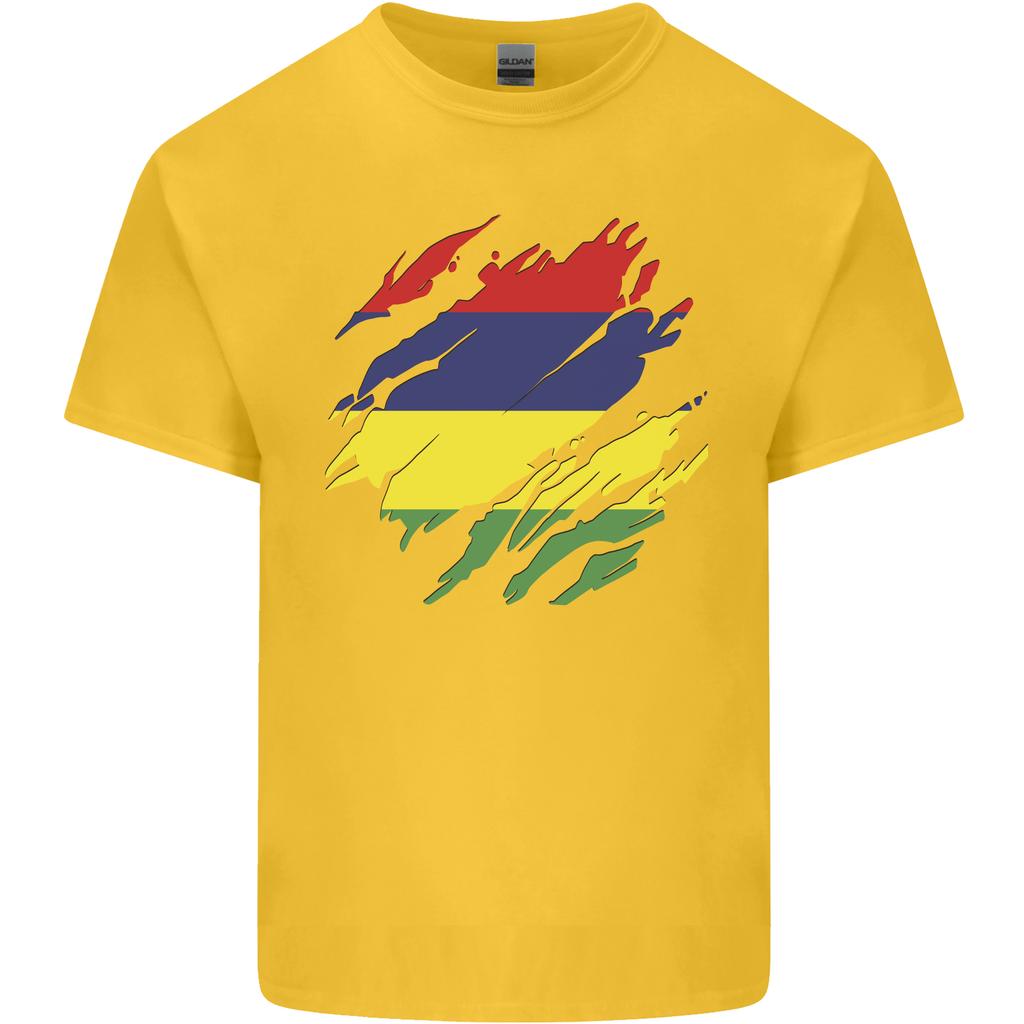 Torn Mauritius Flag Mauritians Day Football Unisexs Light Cotton TShirt