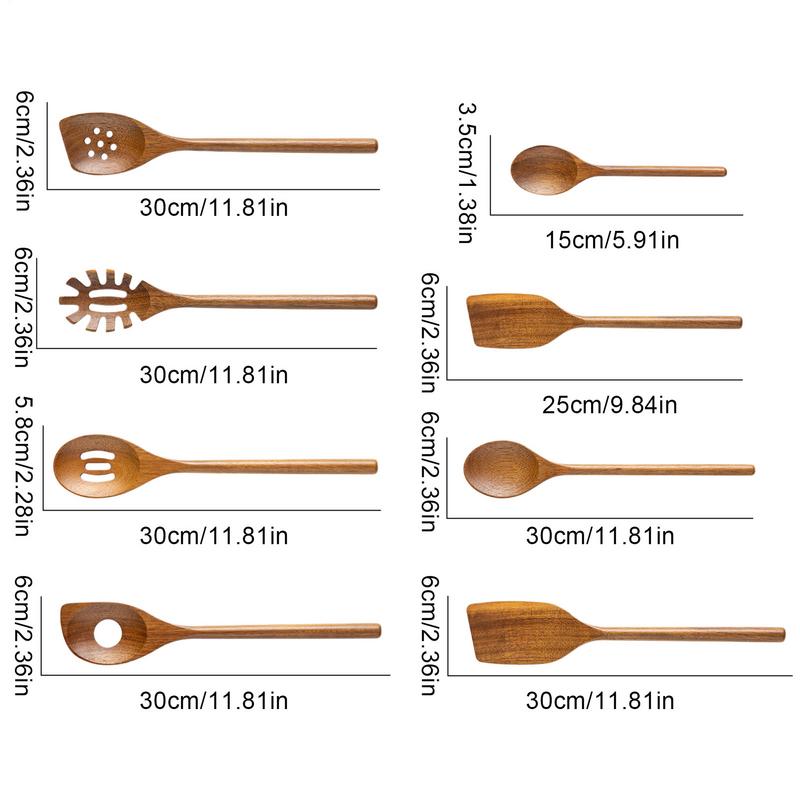 Wooden Utensil Set Nonstick Comfort Grip Wooden Spatula Set Safe Natural Healthy Kitchenware For Mixing Serving Home Family