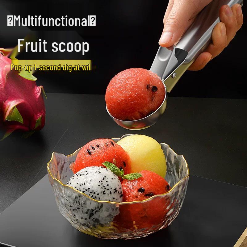 Stainless Steel Spring-Loaded Ice Cream and Fruit Baller Scoop (Large Size)