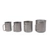 4PCS Camping Mug Portable Stainless Steel Coffee Cup with Foldable Handle and Lid for Backpacking