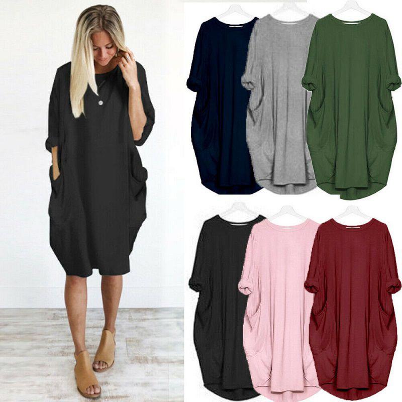 Elegant Women Stretch Loose Baggy Jumper Tops With Pockets For Perfect Party Look