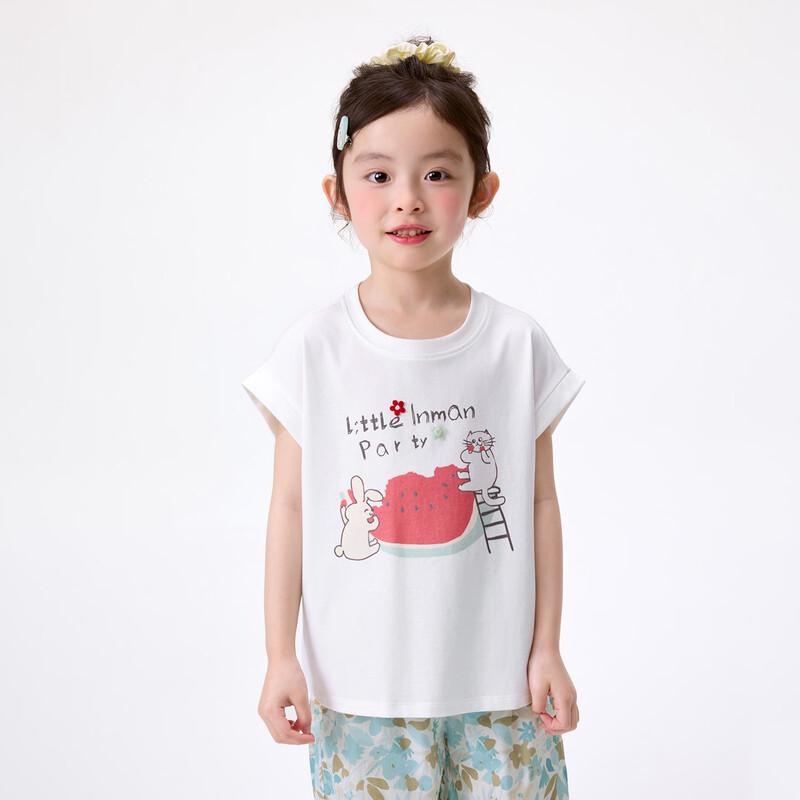 Girls' Cartoon Print Short Sleeve Anti-mosquito Pants Set