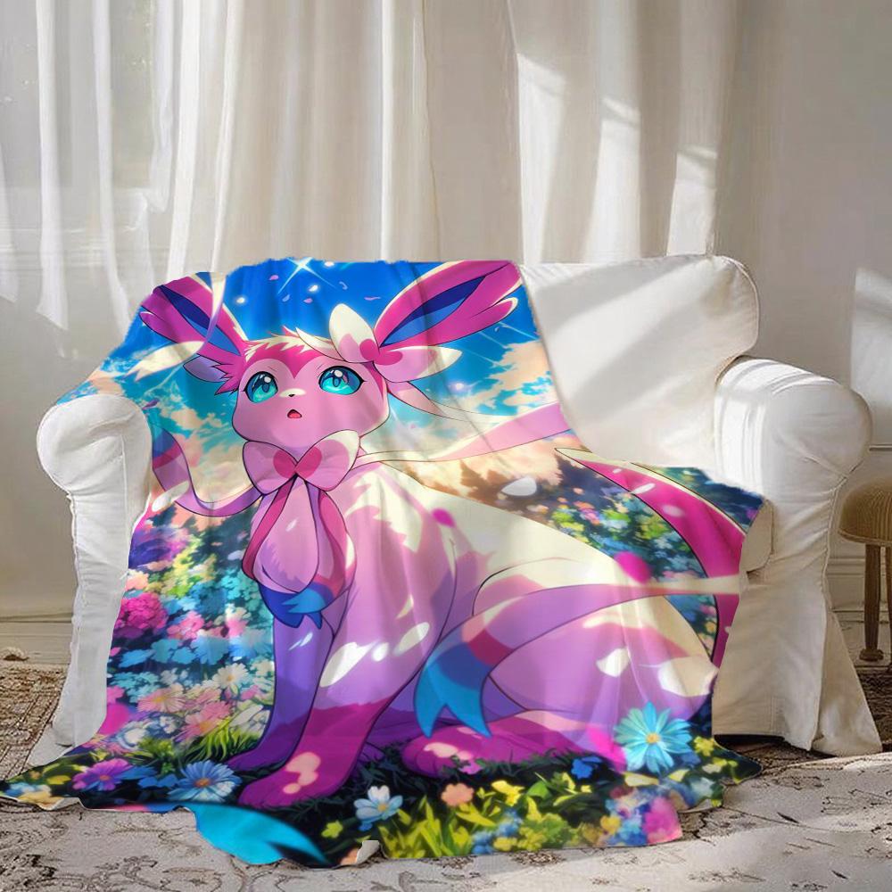 Kawaii E-Eevees Sofa Blanket for Bed Fluffy Soft Blankets and Throws New Year Camping Furry Bedspread the Anime Home Decoration