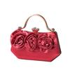 Élégante Pochette Satinée à Strass Floraux 3D Sac de Soirée pour Mariage et Événement Formel Sac à Main Bandoulière Chaîne pour Femme Bordeaux