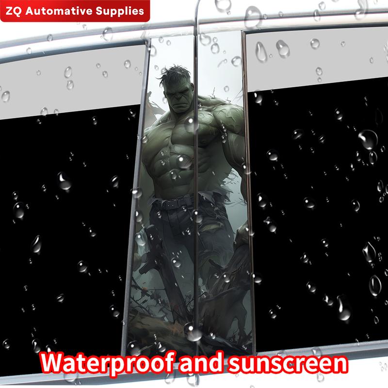 Green Film Hulk Anime Car Sticker Auto B-pillar Cartoon Funny Sunscreen DIY Auto Center Column Cover Scratches Decor Accessories