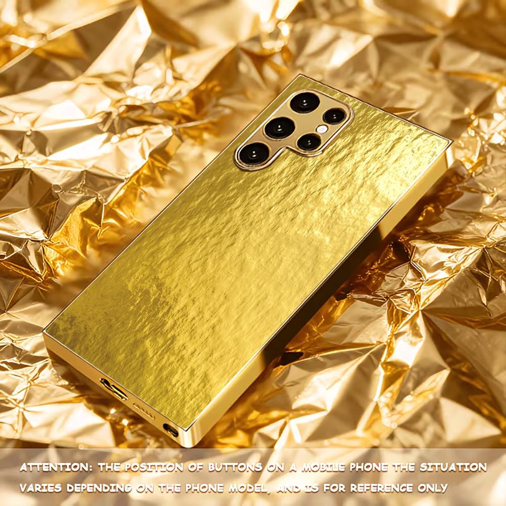 Gold Protective Cover Atmosphere Highend Electroplating Glass PhoneCase for Samsung Galaxy S26 S25 S24 S23 S22 S21 FE,Ultra,Plus