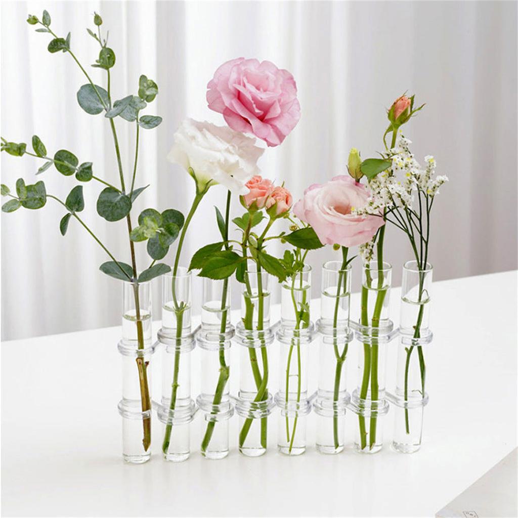 Hinged Flower Vase, Hydroponic Test Tube Vase, Flower Arranging Container, Plant Display Holder Set, Table Centerpieces Vase With Brush And S Hooks