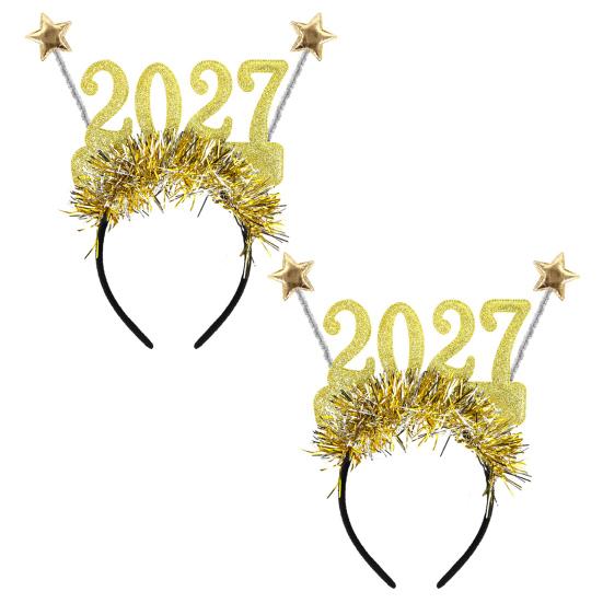 Holiday Celebration Eyewear 2 Pcs 2027 New Year Eyeglasses, Plastic Glitter Number Glass Frame, Colorful Festive Glasses for Parties Shiny Unisex