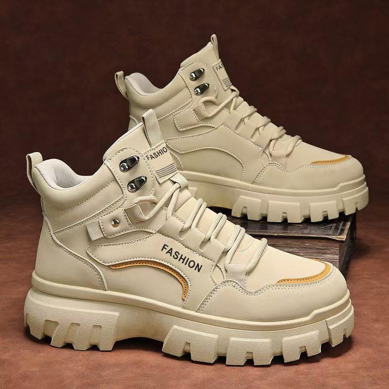 Men's Martin Boots New Autumn Black Thick-soled Non-slip Outdoor Wear-resistant Tooling Boots Men's Trend High-top Gray