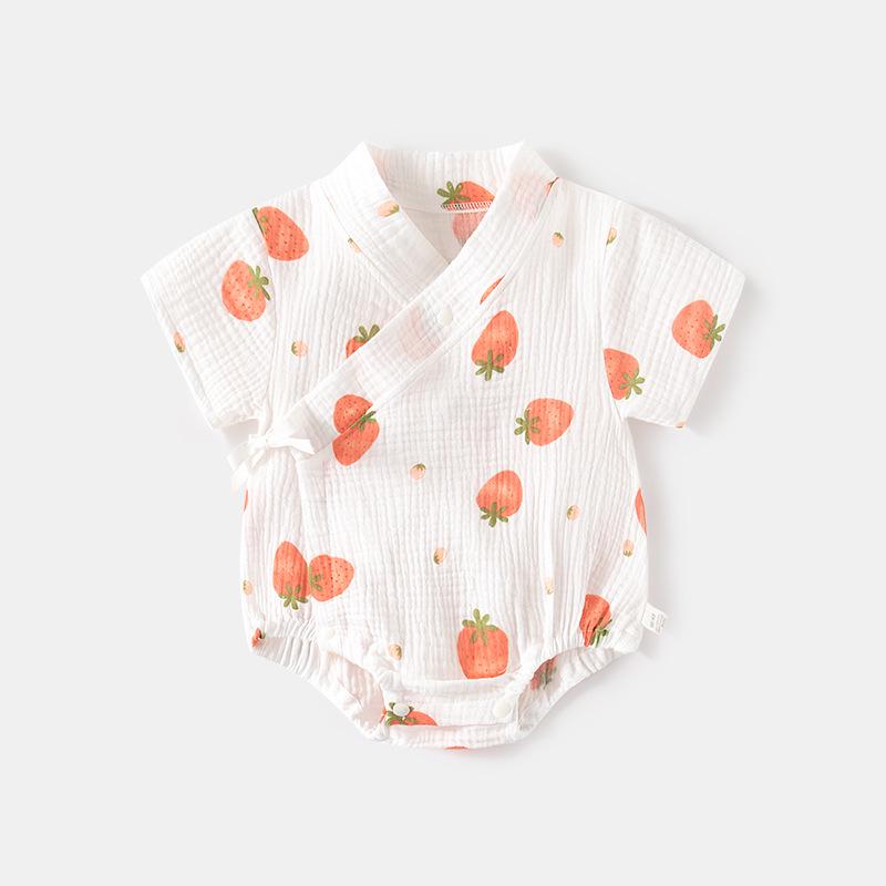 

Newborn Summer Thin Cotton Gauze Short Sleeve Baby Romper 66 cm