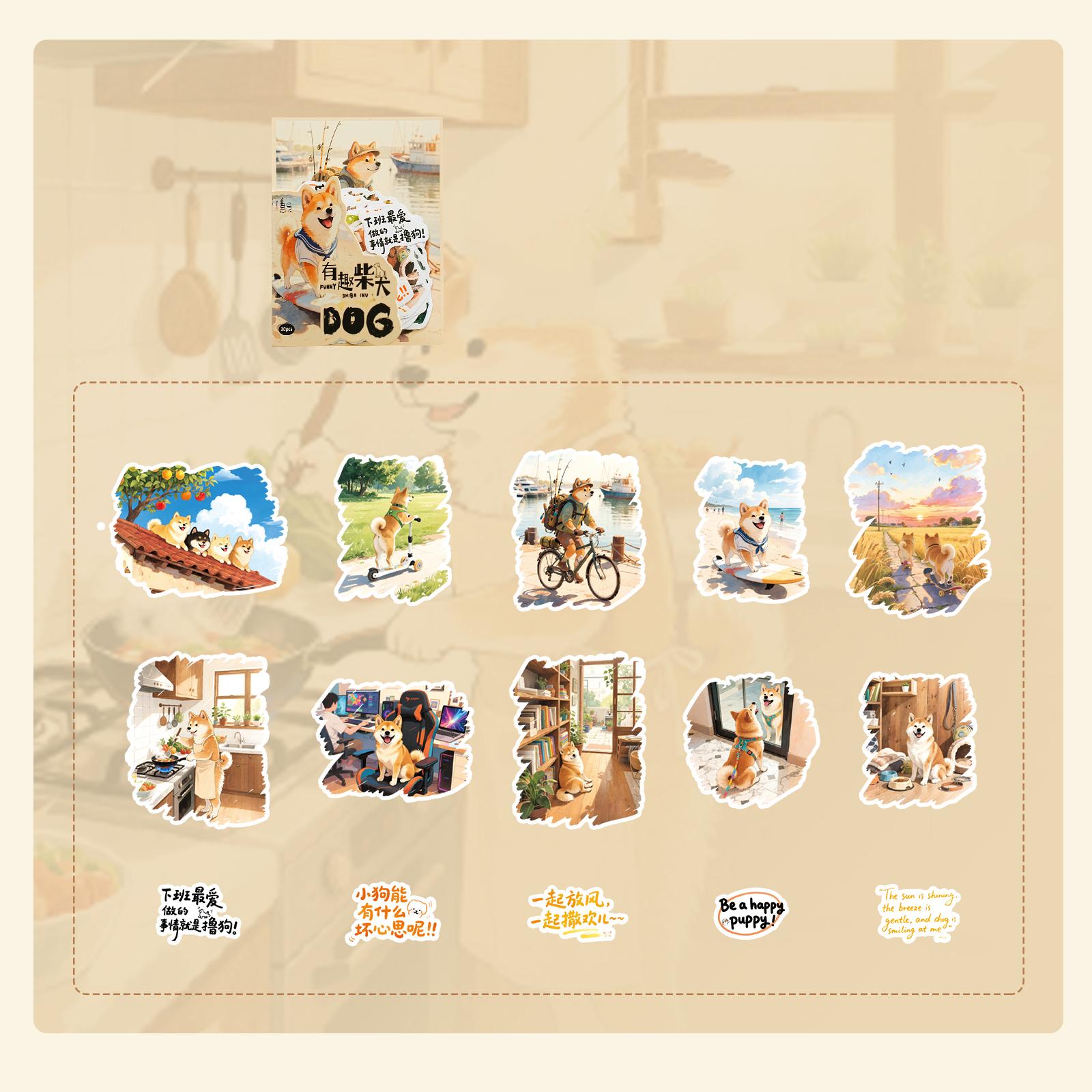 

30 Sheets Cute Pets PET Die cut Sticker Pack Cartoon Decorative handmade Scrapbooking Material Japanese Stationery Supplies
