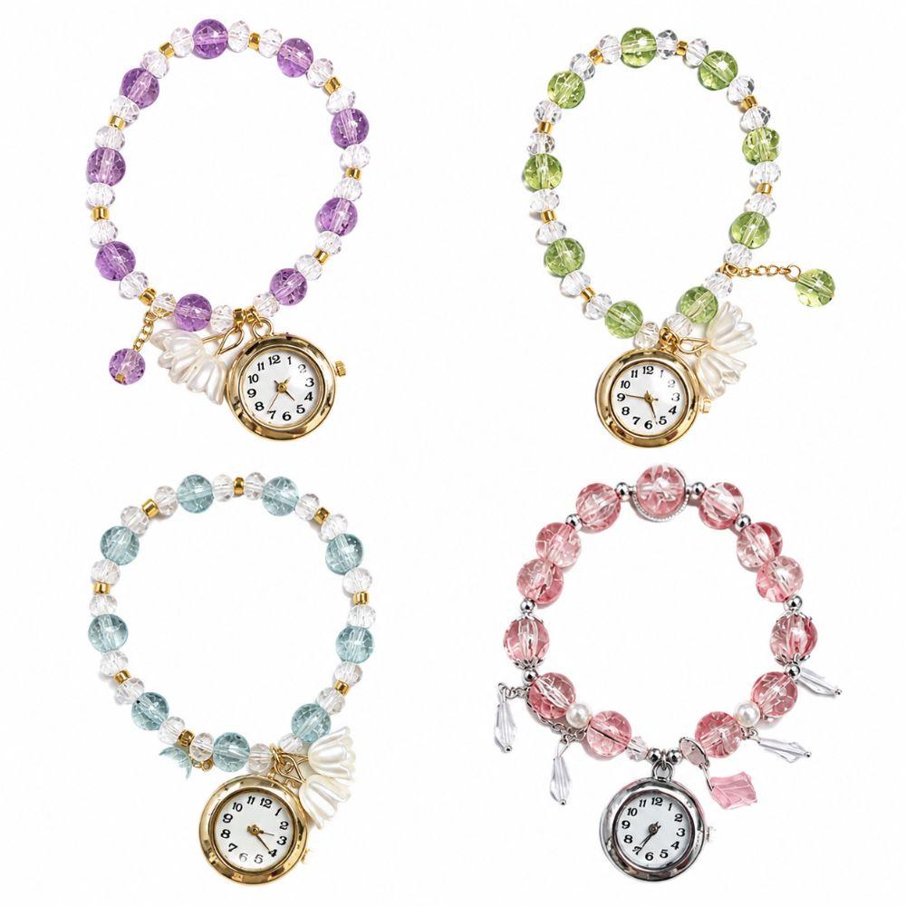 Handmade Bracelet Watch with Flower Pendant Quartz Watch New Chain Watch  for Women Girls