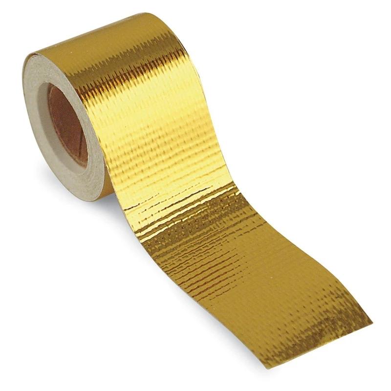 5mx5cm Fiberglass Heat Reflective Tape Gold High Temperature Heat and Sound Shield Wrap Roll Adhesive Car Accessories Stickers