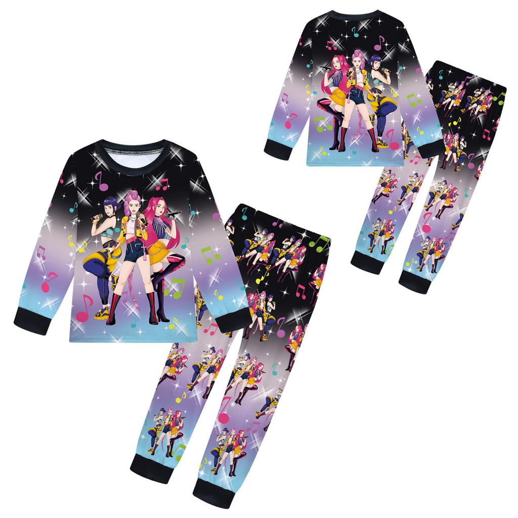 Children's Fashion Suit Skirt Round Neck Long Sleeve Top Pants