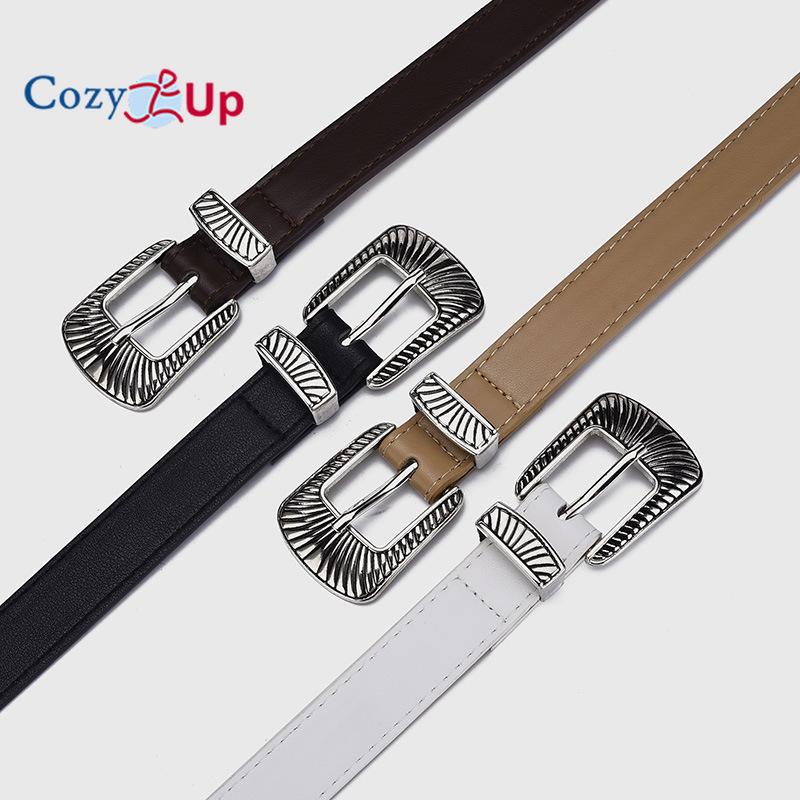 Belt Fashion Retro Silver Buckle Decorative Jeans Simple and Versatile Ladies Belt