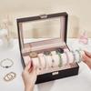 UNICRAFTALE Bracelet Holder Display Stand Leather Bracelet Box 10.2x7.2x3.8 Inches 26x18.3x9.7 Cm Watch Organizer Display Case Visible Window Lid