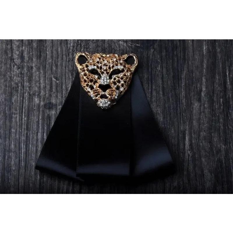 Men's Bow Tie Leopard Head Rhinestone Ribbon Bowtie Women's Shirts Collar Flowers Fashion Korean British Dress Suits Accessories