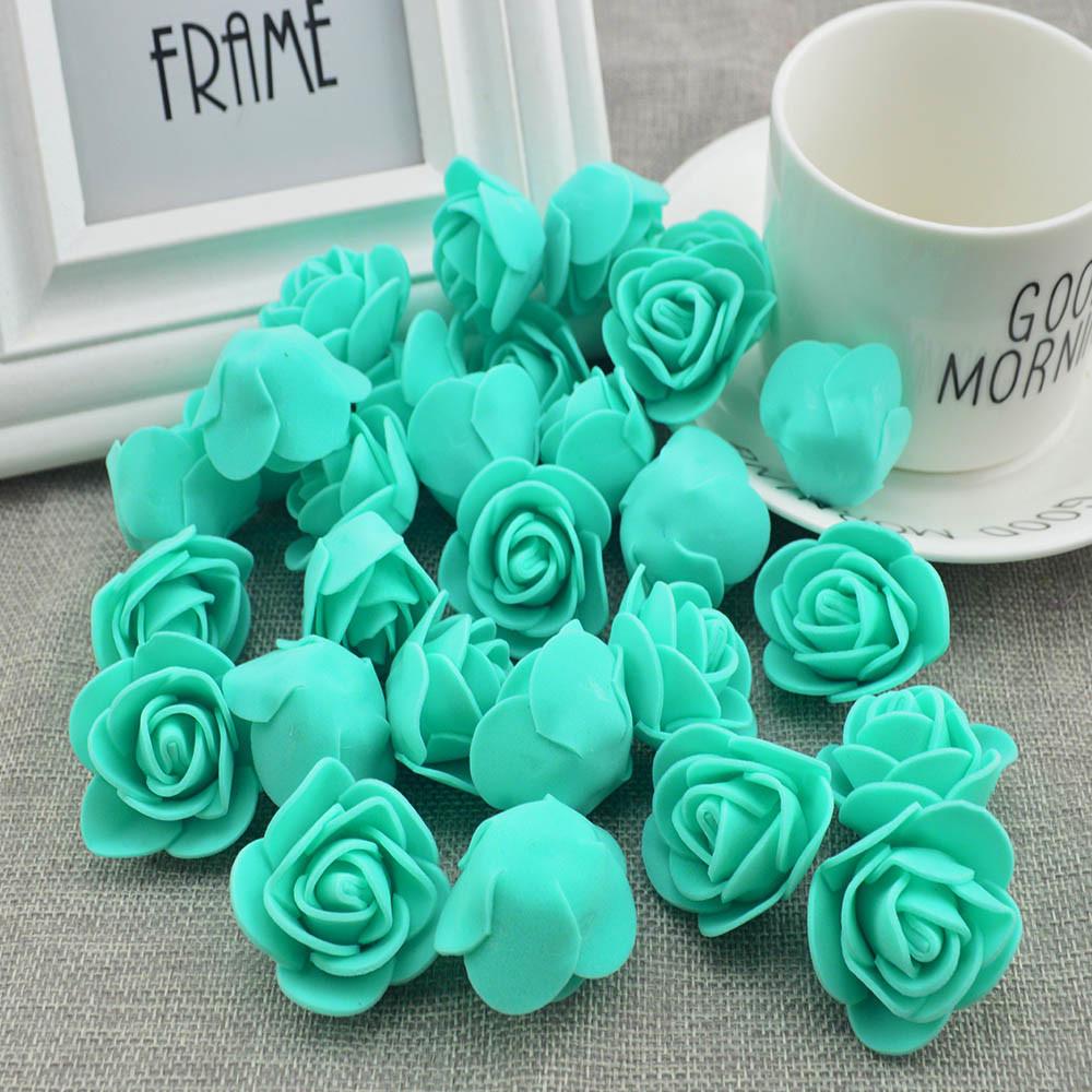 50pcs Artificial Flowers PE Foam Roses Head Bear Handmade Wedding Home Garden Holiday Party Decor Scrapbook Gifts Box Diy Wreath
