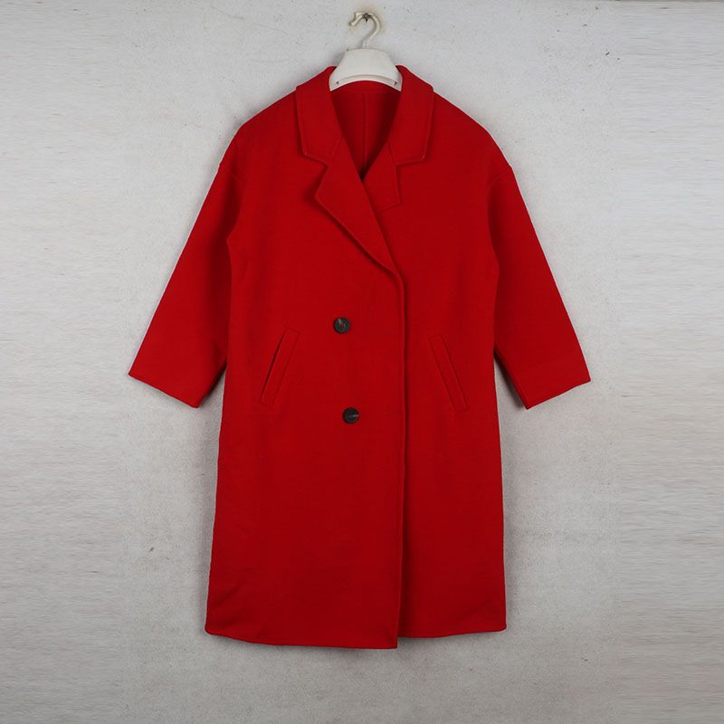 

Sunshine House Autumn and Winter New Arrival K-style Women s Clothing 100 Wool Lapel Long-Sleeved Woolen Coat Thick Cardigan Red Bust size 104