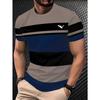 Summer Round Neck 3D Color Block Print Top Fashionable Casual Short Sleeved Men's T-shirts