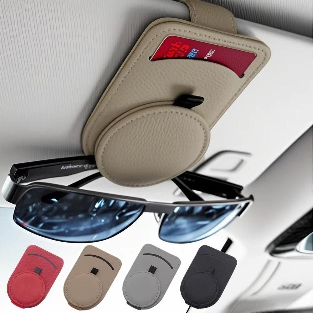 Cowhide Leather Sun Visor Sunglasses Frame Magnetic Eyeglass Hanger Clip Car Glasses Clips  Truck